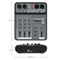 4 Channel Audio Mixer 48V Phantom Power USB Studio Sound Mixers Bluetooth DJ Console Mixing for Karaok. 