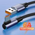 CASIFY G1 6A 120W Elbow Cable USB to Type C Cable 90 Degree Type C Elbow Cable Fast Charing Cable Data Cable 120W Fast Charging Cable 1M. 