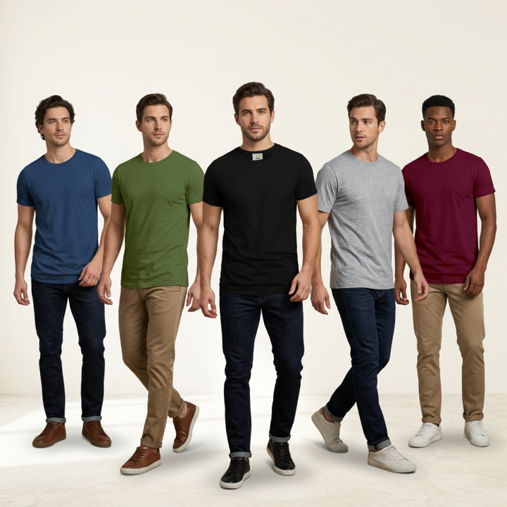 Pack%20Of%20Five%20Plain%20Round%20Neck%20T%20Shirts%20For%20Men%20Half%20Sleeve%20Soft%20Cotton%20Sports%20Gym%20Wear%20Premium%20Quality%20-%20Image%202