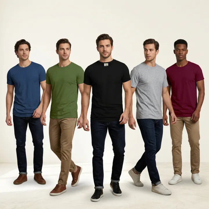 Pack%20Of%20Five%20Plain%20Round%20Neck%20T%20Shirts%20For%20Men%20Half%20Sleeve%20Soft%20Cotton%20Sports%20Gym%20Wear%20Premium%20Quality%20-%20Image%202