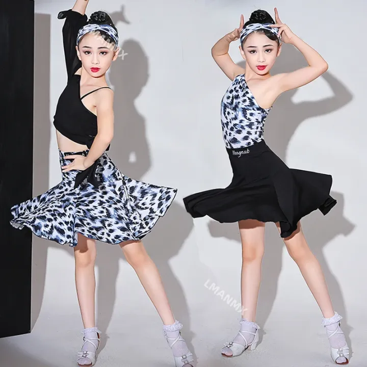 Robes de danse latine pour filles, manches courtes, pour concours de salle de bal, Costumes de spectacle sur scène