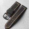 Handmade Canvas+Genuine Leather Watch Bracelet 20MM 22MM 24MM 26MM Green Black  Thick and Sturdy Bracelet. 