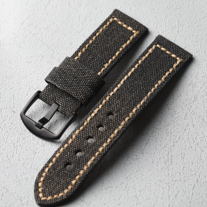 Handmade%20Canvas+Genuine%20Leather%20Watch%20Bracelet%2020MM%2022MM%2024MM%2026MM%20Green%20Black%20%20Thick%20and%20Sturdy%20Bracelet%20-%20Image%206