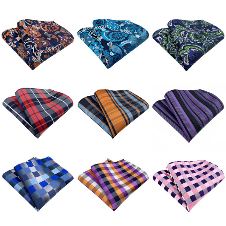 Men Pocket Square 25cm Floral Stripes Plaid Handkerchief Hanky Chest Towels For Wedding Business Party Formal