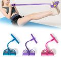 Leg Exerciser Elastic Training 4-Tubes Pull Rope Sit-up Training Foot Pedal Resistance Band Stretch Trainer Home Fitness Equipment Sculpture Abdomen Waist Arm Leg Tummy Traine. 