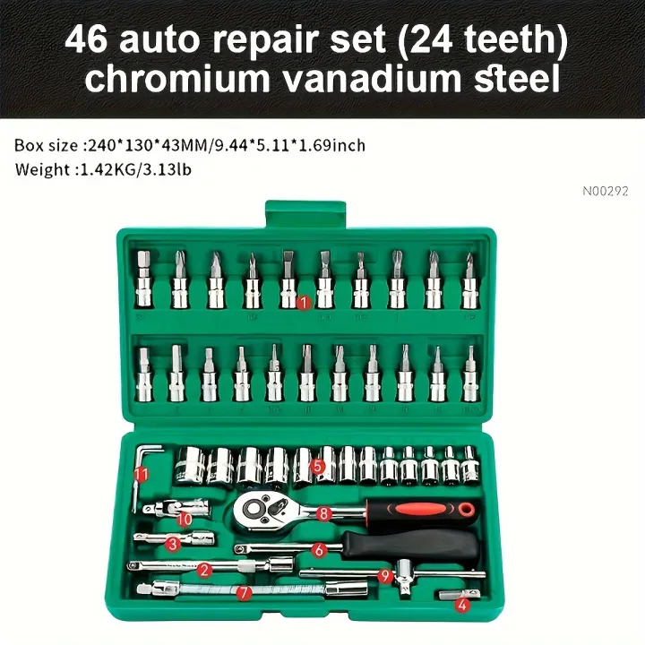 46pcs%20Set%201/4%20Inch%20Drive%20Socket%20Ratchet%20Wrench%20Set,%20With%20Bit%20Socket%20Set%20Metric%20And%20Extension%20Bar%20For%20Auto%20Repairing%20-%20Image%207
