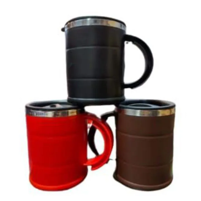 Coffee Mug With Air Tight Lid 380ml | Stainless Steel Mug With Lid And Handle, Stainless Steel Travel Mug & office Mug Leakproof Tumbler, Tea Mug - Coffee Mug -Juice - Drinks & Baby Milk Hot and Cool Long Time