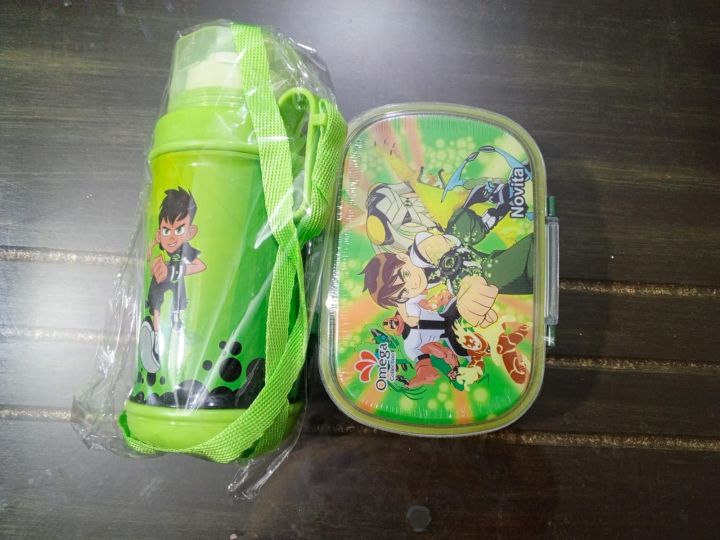 kids school lunch box and water bottle with cartoon characters, school ...