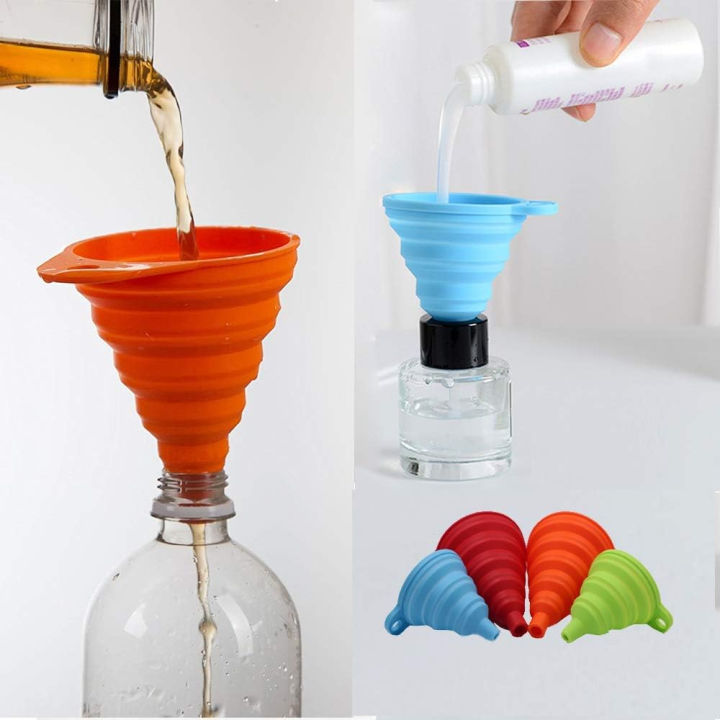 Silicone Collapsible Funnel ,Flexible-Foldable-Cooking-Food-Grade Funnels for Filling Small or Mini Bottles,Perfume,Filling Capsules,Fry Oil Filter,Essential Oil,Spice