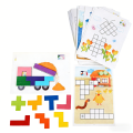 Wooden Shape Matching Puzzle Table Game Tangram Math Toys Building Blocks Board Geometric Shape Sorting Toy Colorful Puzzle Toy. 