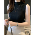 2024 Summer Turtleneck Ribbed Tank Tops Women Camisole Sleeveless Slim Female Stripe Croped Vest Casual Solid Camis Top. 