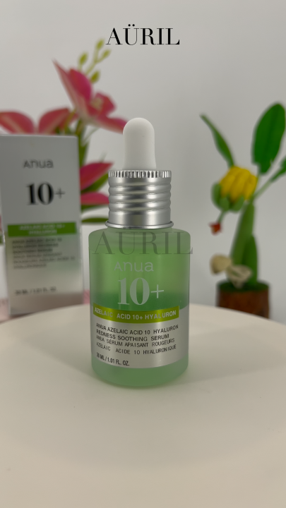 Anua Azelaic Acid 10 Hyaluron Redness Soothing Serum, Facial Serum for Sensitive skin, Hyaluronic Acid, Niacinamide, Spot Care, Natural Color, Vegan, Korean Skincare (30ml/ 1.01 fl oz.)