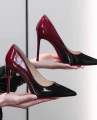 6666code Pointed Toe Pumps Gradient Patent Leather Stilettos High Heels Shoes For Women. 