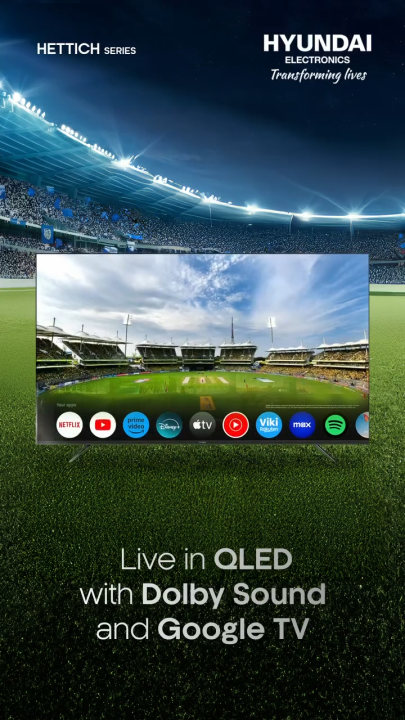 Hyundai 65 Inch QLED 4K UHD Smart Android Google TV (65HYGTVQL4K-SMART) | Dolby Audio | Android 14 | 2GB RAM + 64GB Storage | Bluetooth 5.1 | Frameless Design