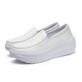 Women's Shoes Spring Genuine Leather Soft Outsole Work Shoes Female Black Swing Shoes Woman Plus Size Wedges Single Shoes2022. 