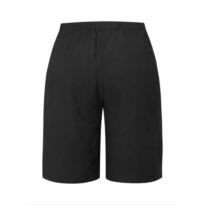 Plus%20Size%201XL-5XL%20New%20Women's%20Casual%20Five-point%20Shorts%20Pocket%20Fake%20Drawstring%20Women%20Clothing%20Beach%20Shorts%20-%20Image%202