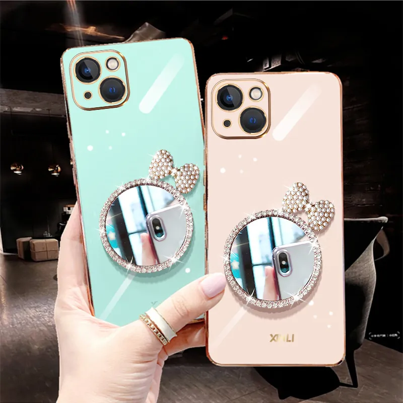For Samsung Galaxy M02s Back Cover Bowknot Makeup Mirror Fashion