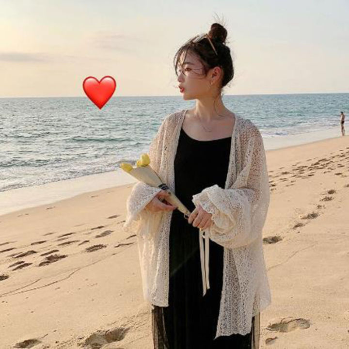 Swanwany%20Summer%20sweet%20thin%20sunscreen%20cardigan%20female%20Korean%20lace%20up%20openwork%20blouse%20female%20holiday%20beach%20daily%20long%20sleeve%20blouse%20phone%20case%20-%20Image%204