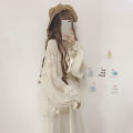 Swanwany Summer sweet thin sunscreen cardigan female Korean lace up openwork blouse female holiday beach daily long sleeve blouse phone case.