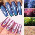 In blue In 10g/bag Rubbing Nail Powder Holographic Extra Fine Glitter Mirror Chrome Pigment Dust UV Gel Polish Nail Art Decoration phone case. 