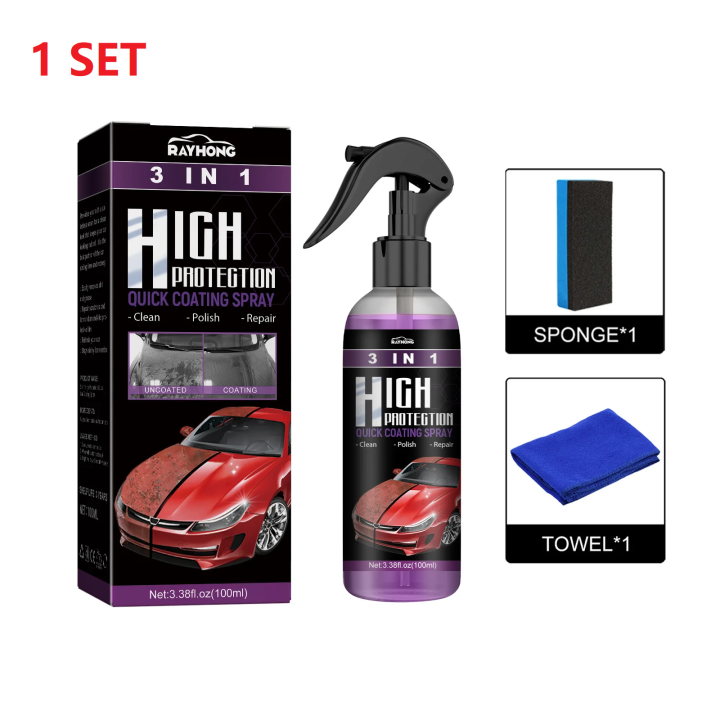 300/200/100ML Rayhong 3 in 1 High Protection Quick Car Coating Spray cleaning repair polishing Spray Coat Ceramic Coating