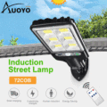 Auoyo Solar LED Street Light Outdoor Lights Solar Motion Sensor Flood Light IP65 Waterproof spotlight 3 Modes Solar Street Lights with Smart and Remote Control Wall Lights for Garden.