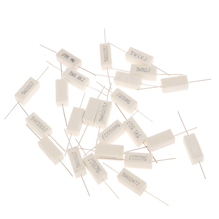 5W Ceramic Cement Resistor 5 Pcs In A Pack 0.1R 0.5 2 3 4.7 10 20 50 100 6.8k Ohm 5% Ceramic Resistor
