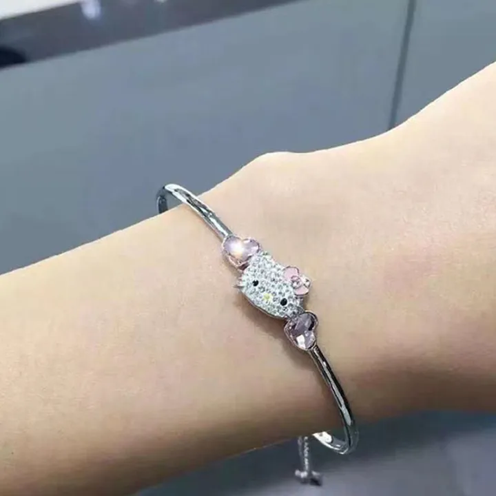 Sanrio%20Hello%20Kitty%20Bracelet%20Cute%20Cartoon%20Cat%20Rhinestone%20Heart%20Zircon%20Metal%20Brace%20WANNA%20-%20Image%203