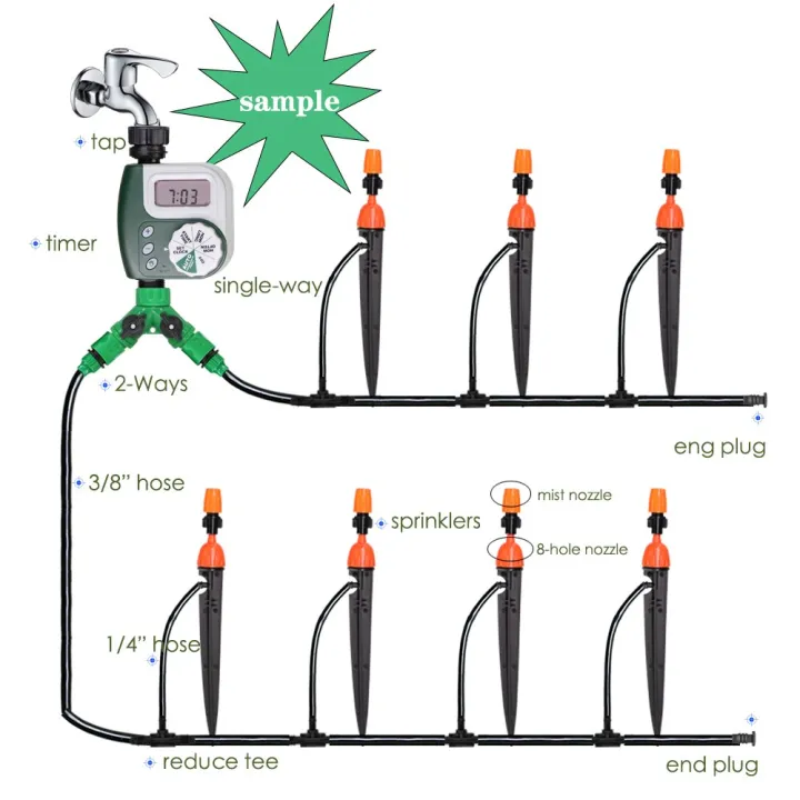 Garden%20Drip%20Irrigation%20Kit%201/4''%20Hose%20360%20Degree%20Adjustable%20Dripper%20Spray%20Watering%20Nozzle%20Sprinkler%20Automatic%20Mist%20Water%20System%20-%20Image%205