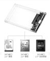 2.5" Crystal Clear Plastic HDD SSD Case - SATA 3 to USB 3.0 Enclosure.