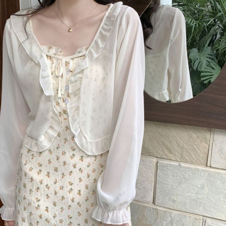 For%20Women%20Fairy%20Thin%20Long%20Sleeves%20Female%20Wraps%20Chiffon%20Summer%20Wrapped%20Poncho%20Lace%20Cardigan%20Sunscreen%20Shawl%20Short%20Top%20Coat%20Shawl%20-%20Image%207