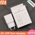 Xiaomi Fast Charger 18W QC3.0 EU 9V2A Power Adapter USB Type C cable For Redmi note 7 pro Mi 6 6X 8 A2 A1 Note 8 max3 mi 8 lite. 