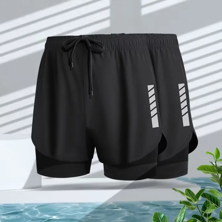 Sunnyheart%20Men%20Stretchy%20Shorts%20Men's%20Quick%20Dry%20Swim%20Shorts%20Double%20Layer%20Elastic%20Waist%20Trunks%20for%20Water%20Sports%20Jogging%20Slim%20Fit%20Breathable%20Design%20Buyers'%20Favorite%20Men%20Casual%20Shorts%20-%20Image%203