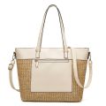 2023 Spring/Summer New Women's Versatile Contrast Handheld Tote Grass Woven Beach Shoulder Bag.