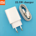 Original Xiaomi Charger 22.5W Fast Charge EU Power Adapter 1M USB Type C Cable For Redmi 12C 8 9 10 Pro 9s Mi 10 9SE POCO M3 X3. 
