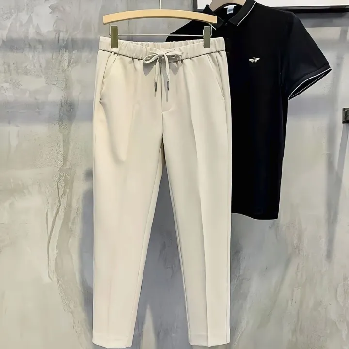 Spring%20and%20Autumn%20Elastic%20Waist%20Suit%20Pants%20Men's%20High-Grade%20PantsinsNon-Ironing%20Suit%20Pants%20Men's%20Draping%20Effect%20Cropped%20Pants%20Men%20-%20Image%203