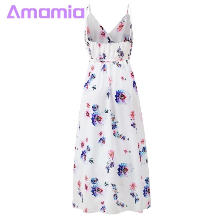 Amamia%20Party%20Dress%20Deep%20V%20Neck%20Floral%20Print%20Waist%20Tight%20Slit%20Hem%20Dress%20-%20Image%207