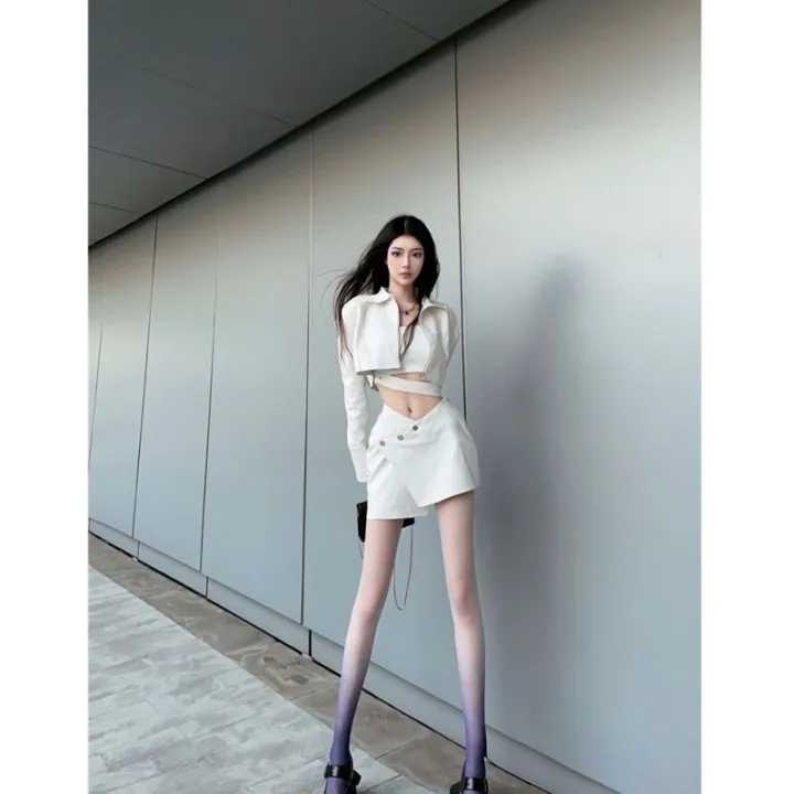 Stylish%20Temperament%20Long%20Sleeves%20Coat%20High%20Waist%20Slimming%20Half%20Body%20Short%20Skirt2023Spring%20New%20Korean%20Style%20Two-Piece%20Women's%20Clothing%20-%20Image%204