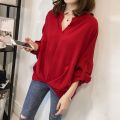 2024 Autumn New Korean Style Loose Large Size Batwing Sleeve Shirt Women's Long-Sleeved Shirt Simple All-Match Casual Shirt.