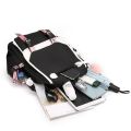 Large School Bags for Teenage Girls USB Port Canvas Schoolbag Student Book Bag Fashion Black Pink Teen School Backpack.