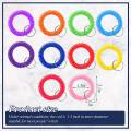 100 Pcs Colorful Spring Wrist Coil Keychain Stretchable Wrist Keychain Bracelet Wrist Coil Wrist Band Key Ring Chain.