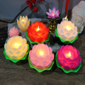 Lotus Lamp Realistic Creative Flickering LED Night Light -Operated Portable Lotus for Home Decor Meditation Space Spiritual Practitioners Romantic Setting Gift Item.