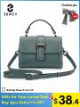 Zency Genuine Leather Top-handle Bag For Women Simple Fashion Envelope Bags Luxury Designer Shoulder Handbag Small Crossbody New. 