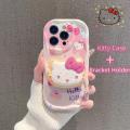 Phone Case For Redmi Note 12 Pro Plus 5G 12 12S 10 10T 11T 10S 11S 8 9 Pro Max Casing Pearl chain Cute Hello Kitty Cat Cute 3D Kuromi Bracket Cartoon Shockproof Holder Soft Back Cover Silicone. 