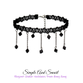 Necklace For Girls Choker Necklace Women Fashion Jewelry CN-01B Simple And Smart Black Lace Necklace With Hanging Beads.