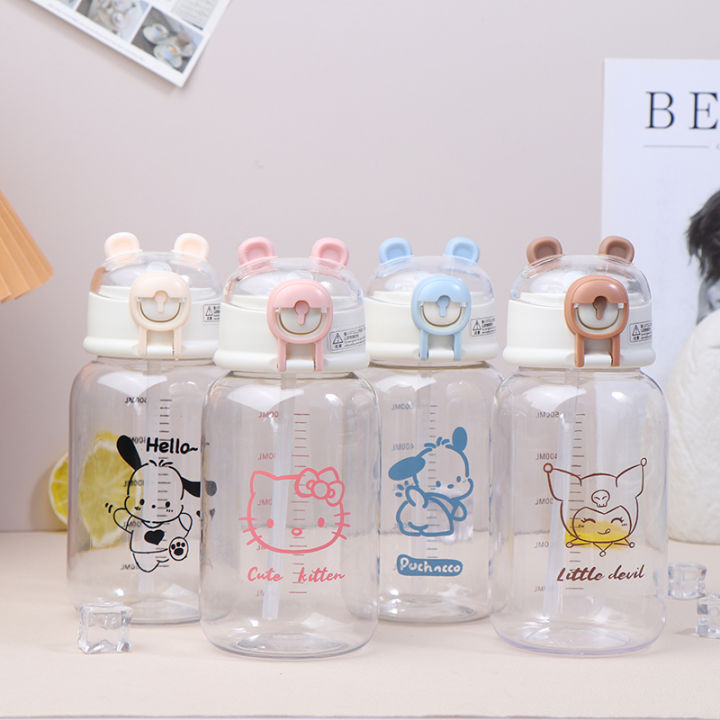 500ML Cartoon Transparent Straw Cup Cute Anime Portable Water Cup SEVICH