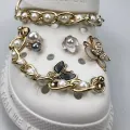 Cute Bear Acrylic croc Chain Pearl jibitz Chain Set for Women DIY Shoe Charms Pin Accessories Decorations. 