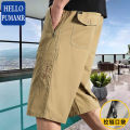 Cotton Cropped Pants Men's Summer Thin Middle-Aged and Elderly below the Knee plus Size Workwear Casual Weight-Catcher Short Pants. 