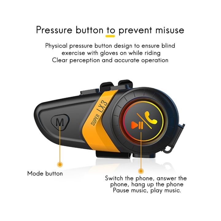 LX3%20Helmet%20Bluetooth%20Headset%201200MAH%20Motorcycle%20BT5.0%20Wireless%20Hands-Free%20Call%20Stereo%20Anti-Jamming%20Waterproof%20Headset%20-%20Image%202