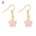 Korea pink cherry flower earring women. 